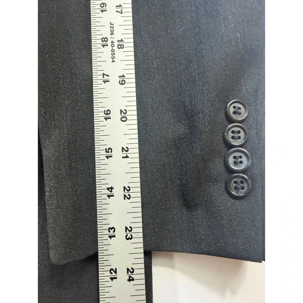 Tom James Investment Collection Suit Charcoal Grey Pinstripe Double Breasted